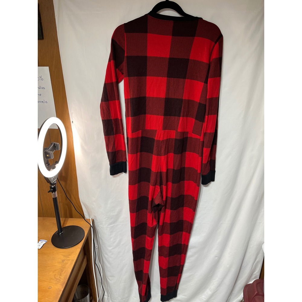 Old Navy Men's Buffalo Plaid Pajama Jumpsuit Sleepwear Red Black M Tall - Picture 2 of 3